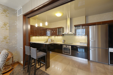 Interior design modern kitchen in the new house.