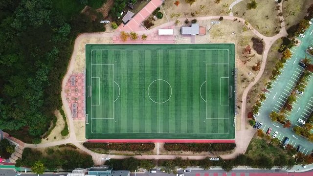 Aerial view ; football or soccer field