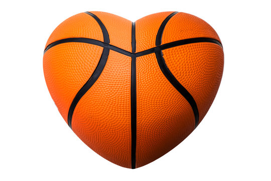 Heart shape basketball on white background