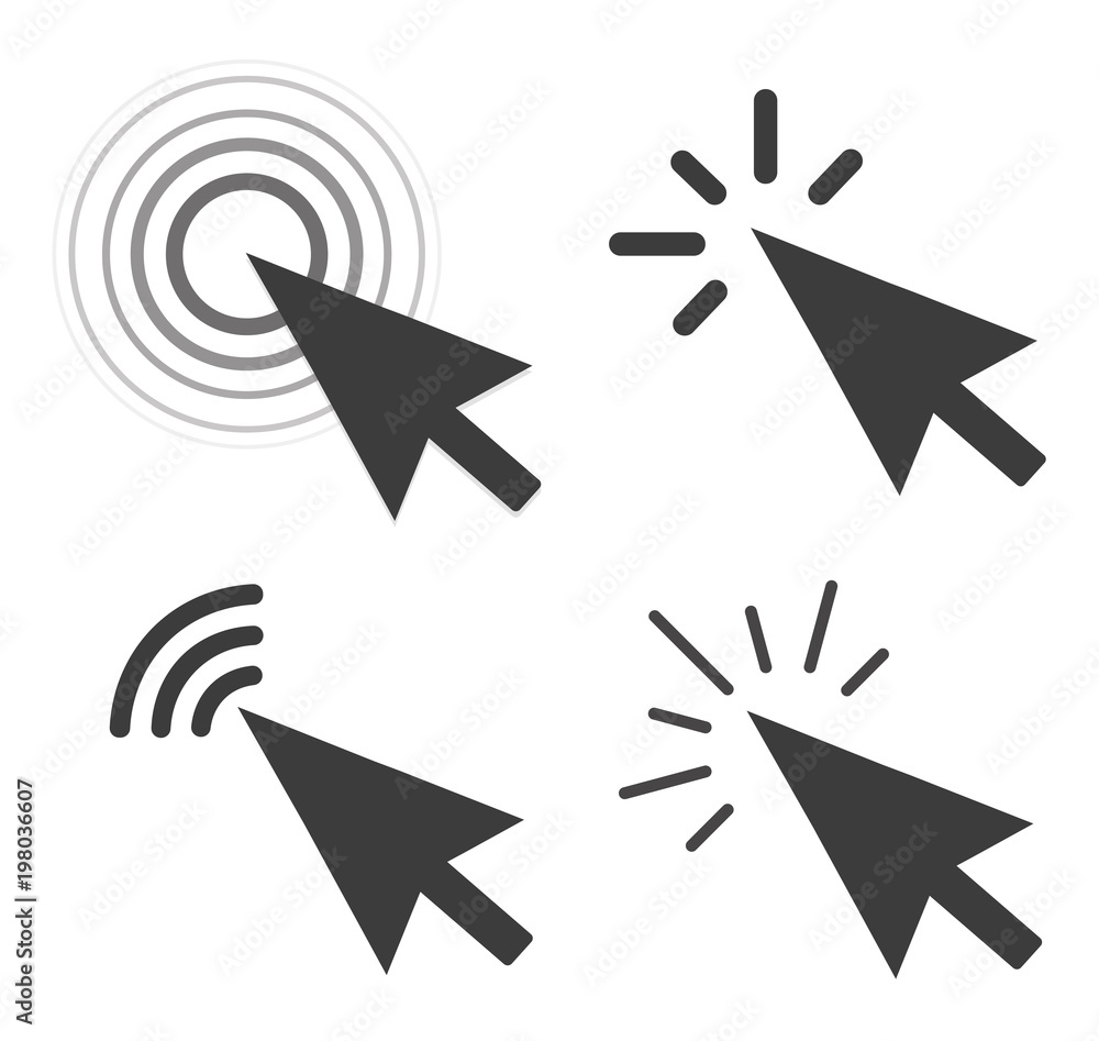 Poster computer mouse click cursor. vector illustration.
