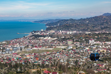 Fototapeta na wymiar View from the observation deck on the georgian city of Batumi, Europe. Tourist center on the Black Sea coast 
