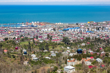 View from the observation deck on the georgian city of Batumi, Europe. Tourist center on the Black Sea coast
