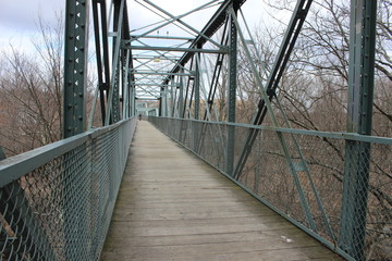 Old wooden footbridge overpass 