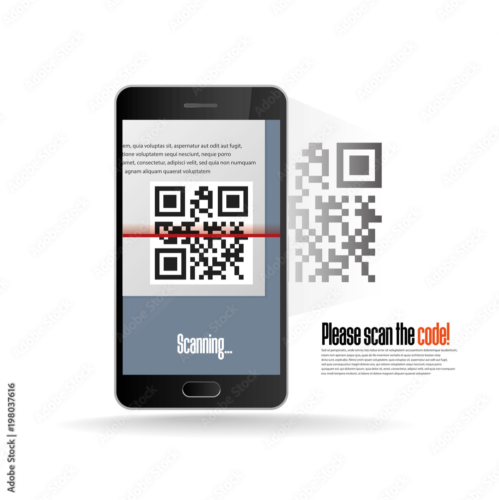 Poster qr code scanning with mobile phone realistic
