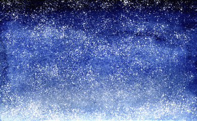 Watercolor blue brush strokes gradient background design night sky with stars