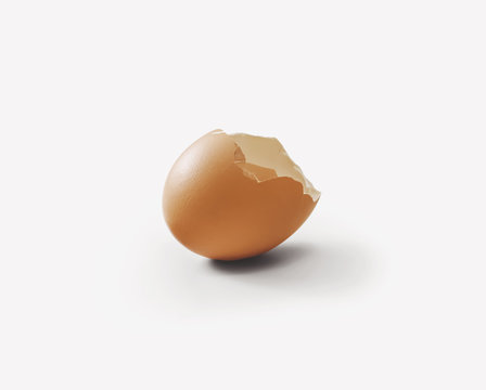 broken eggshell on white
