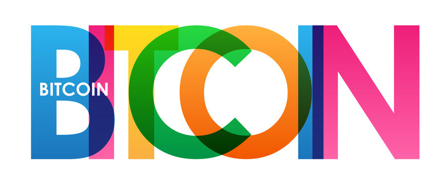 BITCOIN colourful letters icon