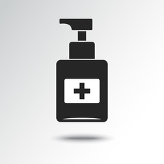 Fototapeta premium Disinfection. Hand sanitizer bottle icon, washing gel. Vector illustration