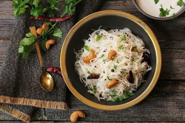 Homemade Vermicelli Upma / Pulao -South Indian Breakfast top view