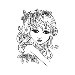 Cute girl. Sketchy style.