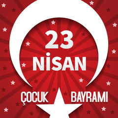 Vector illustration of the cocuk baryrami 23 nisan , translation: Turkish April 23 National Sovereignty and Children's Day, graphic design to the Turkish holiday