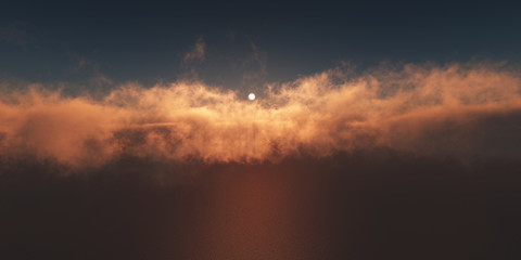 Naklejka na ściany i meble ocean sunset above clouds