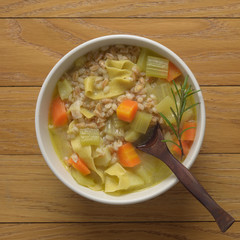 spelled soup served in a cup
