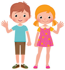 Boy and girl in full length welcome