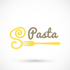 logo pasta and fork spaghetti icon food design