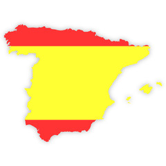 Obraz premium Landkarte Spanien mit Flagge