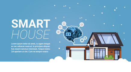 Smart House Technology Of Home Automation Concept Template Winter Background Flat Vector Illustration