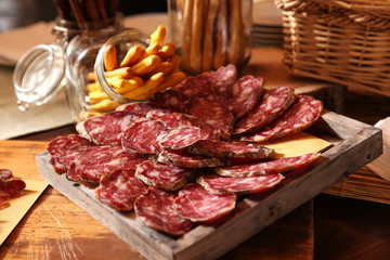 italian salame on a buffet