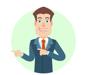 Businessman pointing something beside of him