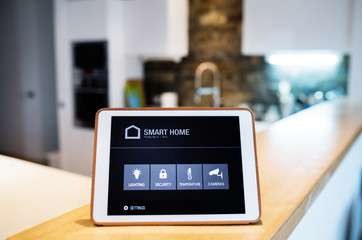 A tablet with smart home screen.