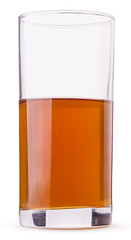 Glass of fresh apple juice half completed