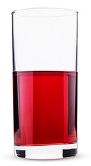 cherry juice in a glass half completed