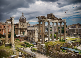 Fototapeta na wymiar Dark clouds over Rome