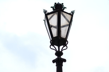 Fototapeta na wymiar Decorated street light in close up