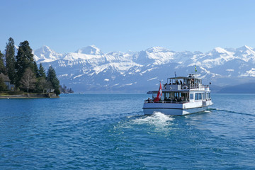passagierschiff, alpen, thunersee, schweiz 