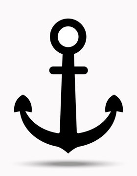 Silhouette of ship anchor on white background