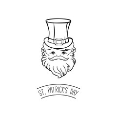Card for St. Patrick s Day with leprechaun. Vector illustration.
