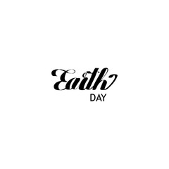 Earth day cursive script lettering on a white background.