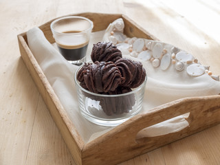 Chocolate pastries with espresso.