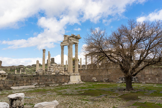 Temple of Trajan in the ancient city of Pergamon, Bergama, Turkey