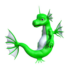 3D Illustration Little Sea Dragon on White