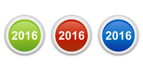 rundes Button Set grün rot blau - 2016