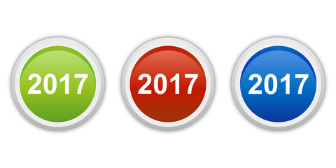 rundes Button Set grün rot blau - 2017