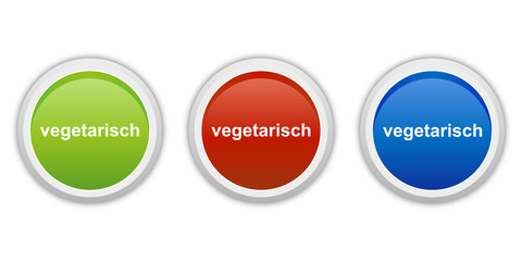 rundes Button Set grün rot blau - vegetarisch