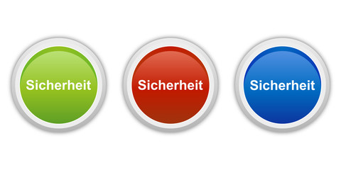 rundes Button Set grün rot blau - Sicherheit