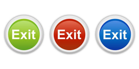 rundes Button Set grün rot blau - Exit