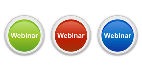rundes Button Set grün rot blau - Webinar