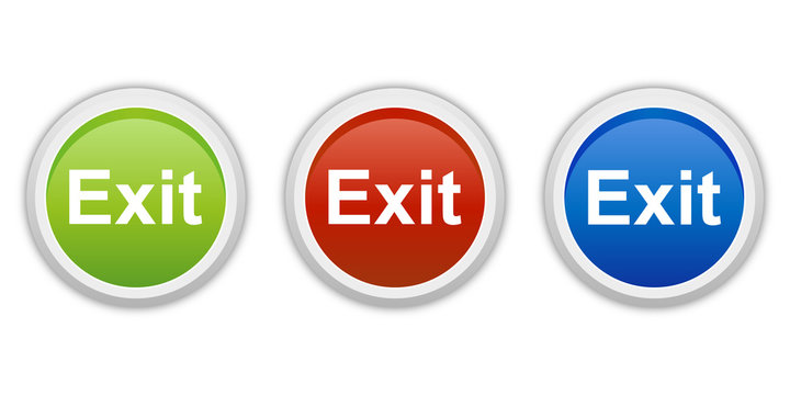 rundes Button Set grün rot blau - Exit