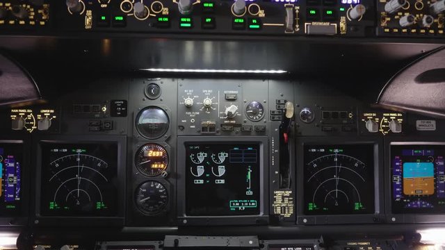 The pilots hand movies the control lever