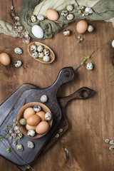 Obraz na płótnie Canvas Easter eggs in chicken and quail