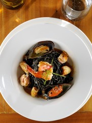 Black spaghetti with Seafood