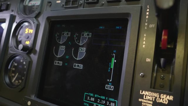 Airplane control devices close-up