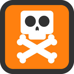 Danger. Warning you about harmful activities or dangerous area. A skull with bones in front of a orange square. EPS 10 Illustration Vector.