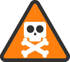 Danger. Warning you about harmful activities or dangerous area. A skull with bones in front of a orange triangle. EPS 10 Illustration Vector.