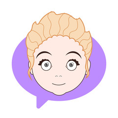 Young Girl Face Profile Icon Over Chat Bubble Background Hipster Woman Avatar Isolated Vector Illustration