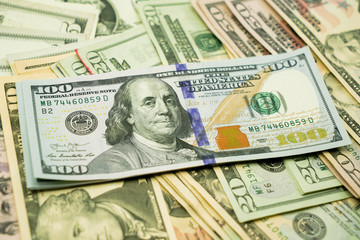 Dollar currency, American Dollars Cash Money with president portraits.